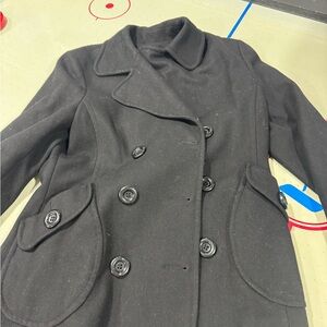 Women's Black Double-Breasted Coat
